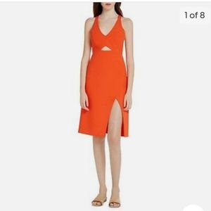 Halston Heritage Coral Cutout Faux Wrap Sleeveless V-neck Dress Size 4
